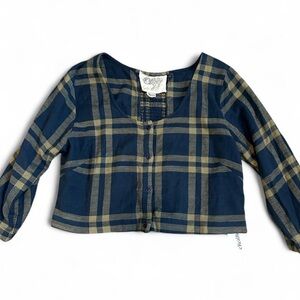 Ace & Jig Navy and Olive Plaid Kids Button Down Shirt